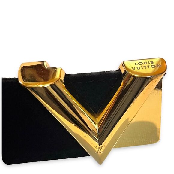 Louis Vuitton Black Fabric Belt from Coat - V-Buckle Gold Hardware - Picture 4 of 6